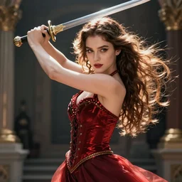 <movie still mid-swing>Vampire swings a sword</movie>