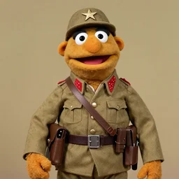 old photo of muppets wearing japanese soldier gear