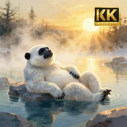 snow babboons in hot springs relaxing digital painting, golden hour, sunburst, highly detailed. realistic award, 8 k concept art, watercolor splash, epic mythology, illustration style of disco elysium