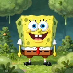 spongebob squarepants under weed clouds, digital art, amazing detail, by Alexis Franklin