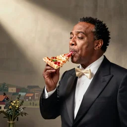danny devito sucking up all the pizza through a straw, bizarre, odd, offputting