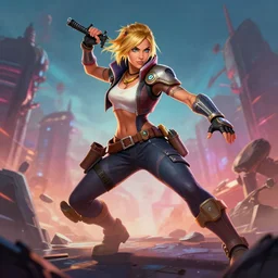 atompunk kaley cuoco as an apex legends character digital illustration portrait design by, mark brooks and brad kunkle detailed, gorgeous lighting, wide angle action dynamic portrait