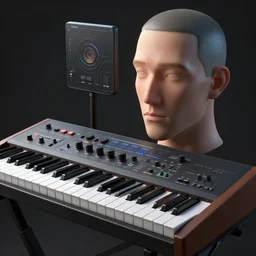 electronic music, sampler, synthesizer, masterpiece. rendered in blender, ultra realistic, smooth shading, ultra detailed, high resolution, cinematic, unreal 6, perfect face, cyberpunk, fine details, studio lighting, subtle shadows, art by katsuya terada, photorealism, hyper realism, octane render, hyper detailed, canon eos r 3, f / 1. 4, iso 2 0 0, 1 / 1 6 0 s, medium shot, 8 k, raw, unedited, in - frame,, - h 5 7 6
