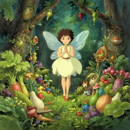magical fairy vegetable fruit studio ghibli ritual