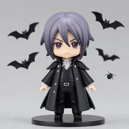 nendoroid severus snape in vampire costume, with bats flies around,