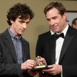 adrian monk!!!! ( tony shaloub ) asks sherlock!!! ( benedict cumberbatch ) for an autograph, natural lights, hyper realistic, award winning photo by robert capa