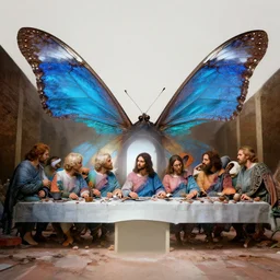 The Last Supper on butterfly wings, 3d rendered, fantasy art, hyper realistic, detailed