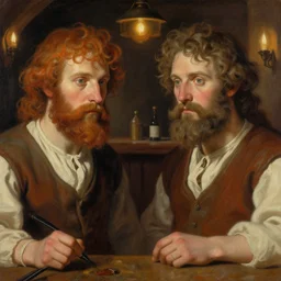 d & d human bard in a tavern, closeup portrait art by donato giancola and greg rutkowski, symmetry!!