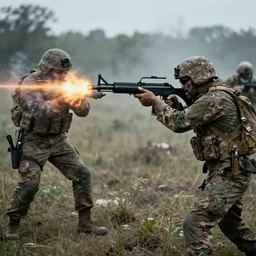 zombie getting shot by army