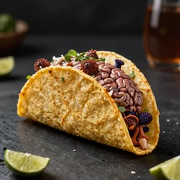 rotting brain fungus taco, food photography, detailed, photorealistic