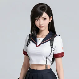 tifa lockheart in sailor suit and skirt | | big eyes, realistic shaded, pleasant face, fine details, realistic shaded lighting poster by greg rutkowski, artgerm, kyoto animation and wlop, loish, alphonse mucha