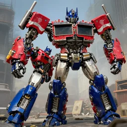 of a giant transformer fighting a decepticon
