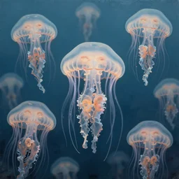 surreal tsunami of jellyfish faces, hyper realistic, highly detailed, andrew newell wyeth