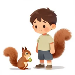 a boy a squirrel by samuel smith trending on artstation