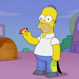 Homer Simpson as woody the woodpecker
