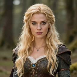 portrait half body of a fantasy blonde heroine in the style of Katinka Thorondor and Milica Čeliković and TiNy Truc