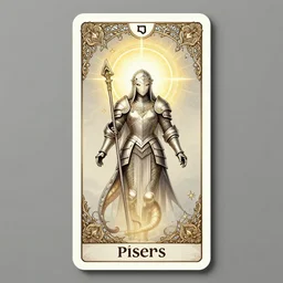 Pisces zodiac tarot card, holy light, intricate armor, elegant, highly detailed, digital painting, artstation, concept art, smooth, sharp, focus, illustration, art by artgerm and greg rutkowski and alphonse mucha