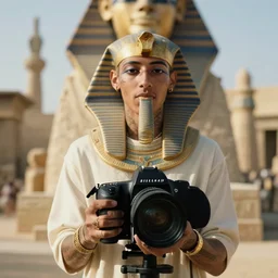 lil pump in ancient egypt, clear focus, bokeh effect, high res, hasselblad, dslr, professional, cinematic