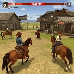 screenshot of gameplay game set in 1 8 3 7 old west saloon featuring african american and japanese cowboys and cowgirls