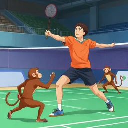 illustration of monkeys playing badminton by ilya kuvshinov katsuhiro otomo