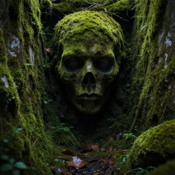 50mm f1.8 photography of a moss covered grotesque liminal space, megalophobia