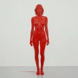 full body portrait of a woman in the shape of red paint, artwork by guy denning and charlie bowater,