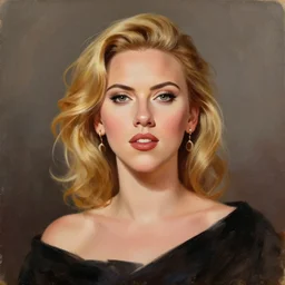 caricature of scarlett johansson, painting style by achille superbi