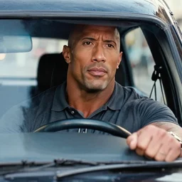 film still close - up shot of dwayne johnson as a london cab driver. photographic, photography