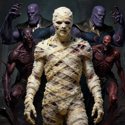 the platonic ideal of the mummy of cletus kasady ultimate carnage thanos dementor doctor manhattan chtulu nazgul, detailed, intricate, hyperrealism, intense, scary, decay, dmt, art by brock hofer and artgerm and greg rutkowski and alphonse mucha