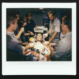 polaroid aged photo of fecund filthy vhs top loading player spliced into amputee head, top view, operation, by alberto bontempi, shigeru komatsuzaki, wayne d barlowe, alex ross, enric torres, simon bisley & boris vallejo, hyper realism, cinematical, narrative light, muted colors, epic, hyper detailed, awe inspiring