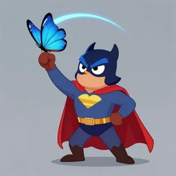 Rusty Venture becoming a super villain and arching The Blue Morpho, Venture Brothers, style of titmouse animation, 2020