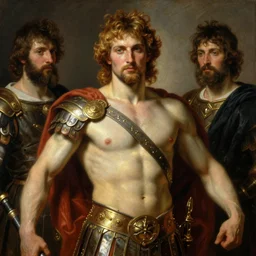 a painting of mars pater god of war by gustav moreau, jean delville and  Gaston Bussiere