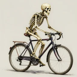 A skeleton riding a bicycle, digital painting, hyperdetailed, trending on ArtStation