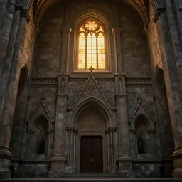 the houwang chapel is made of stone. the afterglow comes in from the upper window. full of narrative sense, volumetric lighting, extremely super - detailed, intricate, epic composition, trending on artstation, by sergey vasnev and jan urschel, matte painting, excellent light sense