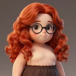 highly detailed, digital art, pixiv fanbox, trending on artstation, ray tracing, volumetric lighting, sharp focus, hq, fallout 4 style character, a portrait of a cute chubby body redhead girl with soft curl long hair and glasses, wearing a skirt, by artgerm, wlop, greg rutkowski, miyazaki hayao