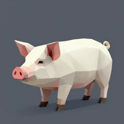 a geometric low poly pig, by mark li