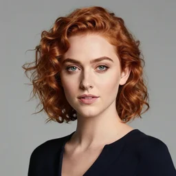 curly ginger hair Emmy Rossum, realistic, photo studio, HDR, 8k, trending on artstation