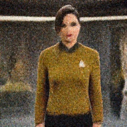 Gal Gadot, in Starfleet uniform, in the role of Captain Kirk in a scene from the Trouble with Tribbles episode of Star Trek