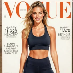 a 1 9 2 8 cover of vogue. happy, healthy, beautiful, smiling, young, sporty, glowing danish woman in decent athletic wear. realistic detailed color drawing