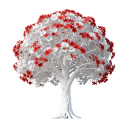 white tree with red flowers made by zdzisław beksinski