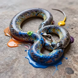 slithering colored paint