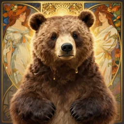 an adorable bear girl by krenz cushart, artgerm, alphonse mucha, akihiko yoshida