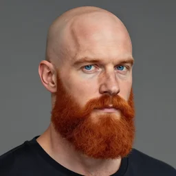 balded ginger bearded man with blue eyes, artstation