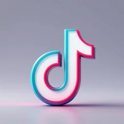 Tik-tok logo, colorful, cyberpunk, neon, future, very detailed product render, no text