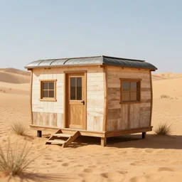 tiny house in the desert, detailed, realistic art, artstation