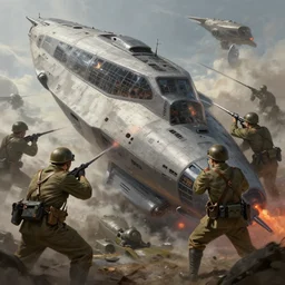 ww 2 footage of the soviet union fighting a spaceship, realistic painting, high definition, digital art, matte painting, very detailed, concept art, pixiv, deviantart, artstation, illustration, realistic