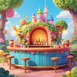 photo of bill's bar : 2 whimsical fairy wonderland vibrant colors candyland wonderland by artgerm and greg rutkowski and magali villeneuv : 4 art beeple, by thomas kinkade hearstone league of legends dofus : 6