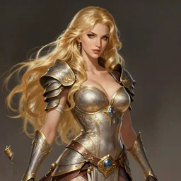 A sexy blonde warrior, illustration, in the style of Fernando Juarez, epic, fantasy, intricate, elegant, amazing detail, digital painting, artstation, concept art, smooth, sharp focus, illustration