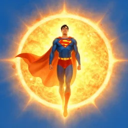superman emerging from the sun, elegant, orange yellow ethereal, horror, fantasy art by greg rutkowski and magali villeneuve and claude monet