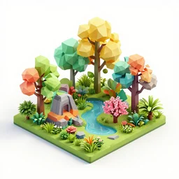 a very colorful nature, low poly, on white background, isometric art, 3 d render, insanely detailed, artstation, concept art, behance, ray tracing, smooth, sharp focus, ethereal lighting